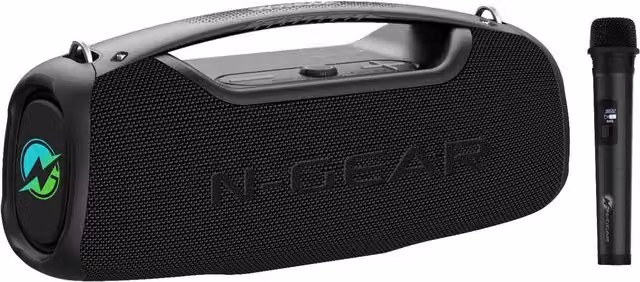 N-GEAR NRG500 Bluetooth Party Speaker with Lighting and Microphone, Black
