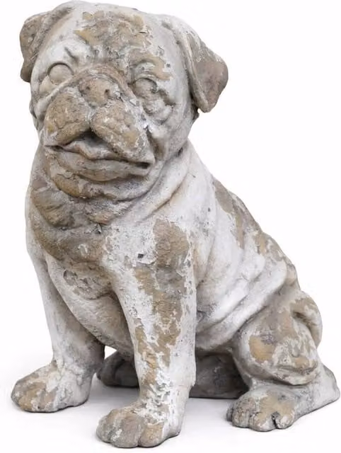 Gifts Direct 2 U Weathered Stone Pug Dog Statue in Beige for Home and Garden – 1