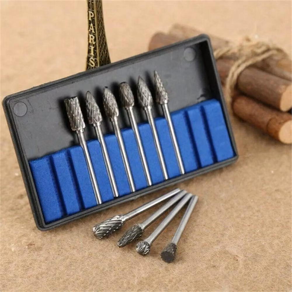 Nordara 10-Piece Double Cut Tungsten Carbide Rotary Burrs in Silver, 3 x 6 mm – 4
