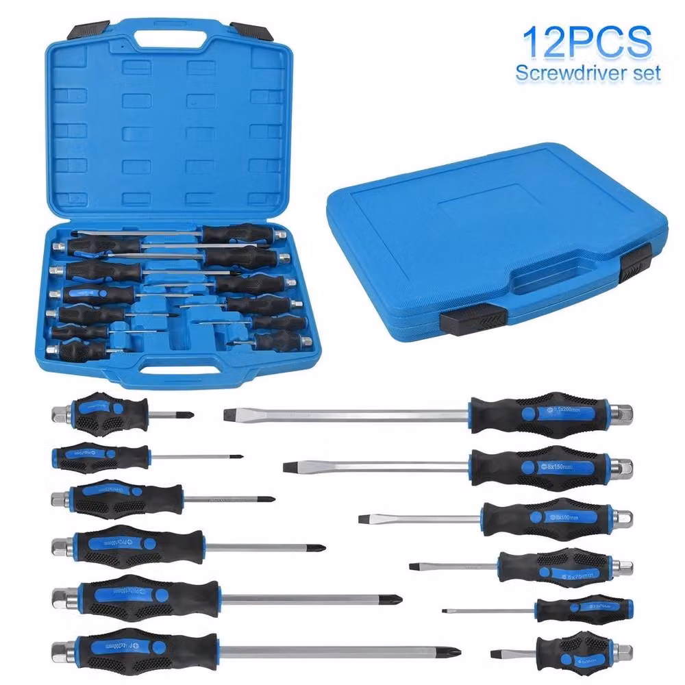VOGREX 12-Piece Heavy Duty Magnetic Phillips Screwdriver Set in Blue and Multicolour – 2