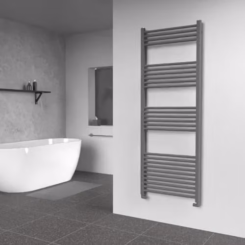 Lux Heat Anthracite Grey Steel Ladder Towel Radiator, H 160 cm x W 60 cm