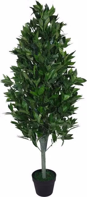 Leaf Design UK Extra Large Artificial Topiary Bay Tree Pyramid in Green with Black Plastic Pot, Height: 120 cm – 7