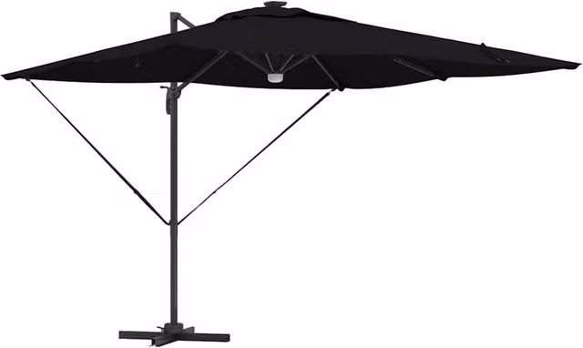 Berkfield Home Roma Cantilever Parasol with LEDs in Black Aluminium, W: 285 cm, D: 285 cm, H: 270 cm – 1