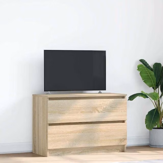 Berkfield Home Modern TV Cabinet in Sonoma Oak Brown, W/D/H: 80 x 35 x 54 cm