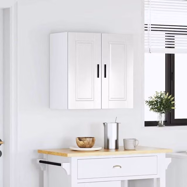 Berkfield Home Porto High Gloss White Kitchen Wall Cabinet with Internal Shelves W/D/H: 60 x 31 x 60 cm