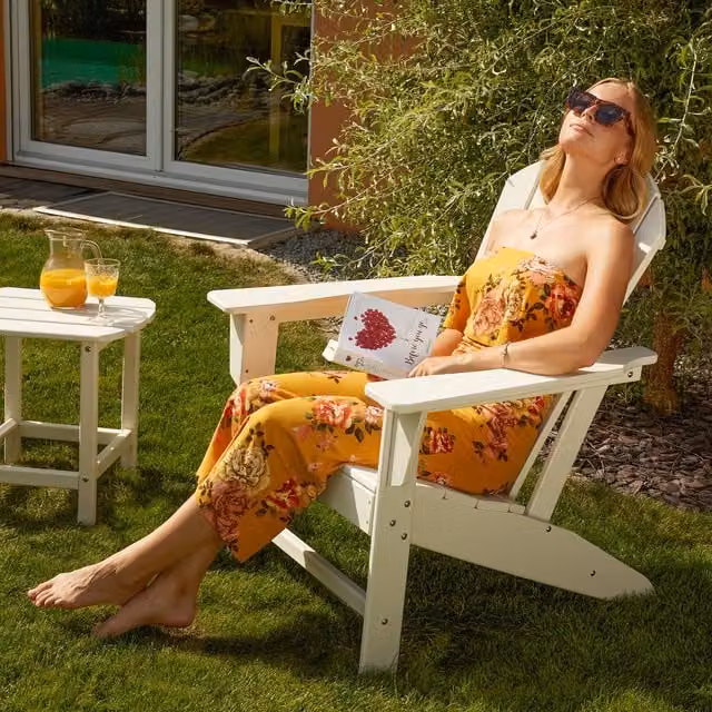 tectake Garden Furniture Set in Brown with 1 Chair and 1 Table