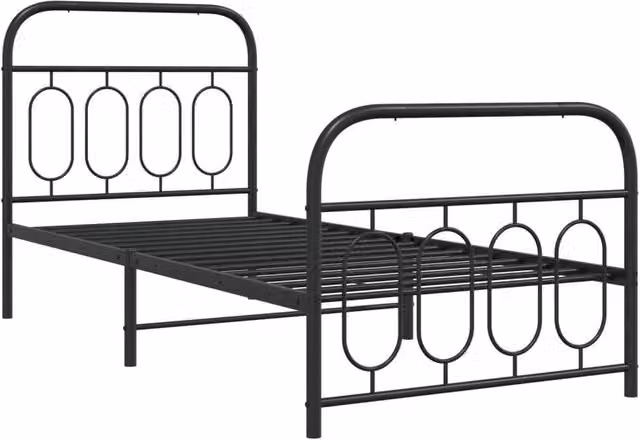 Berkfield Home Metal Bed Frame with Footboard, Black, W/D/H: 80 x 200 cm – 1