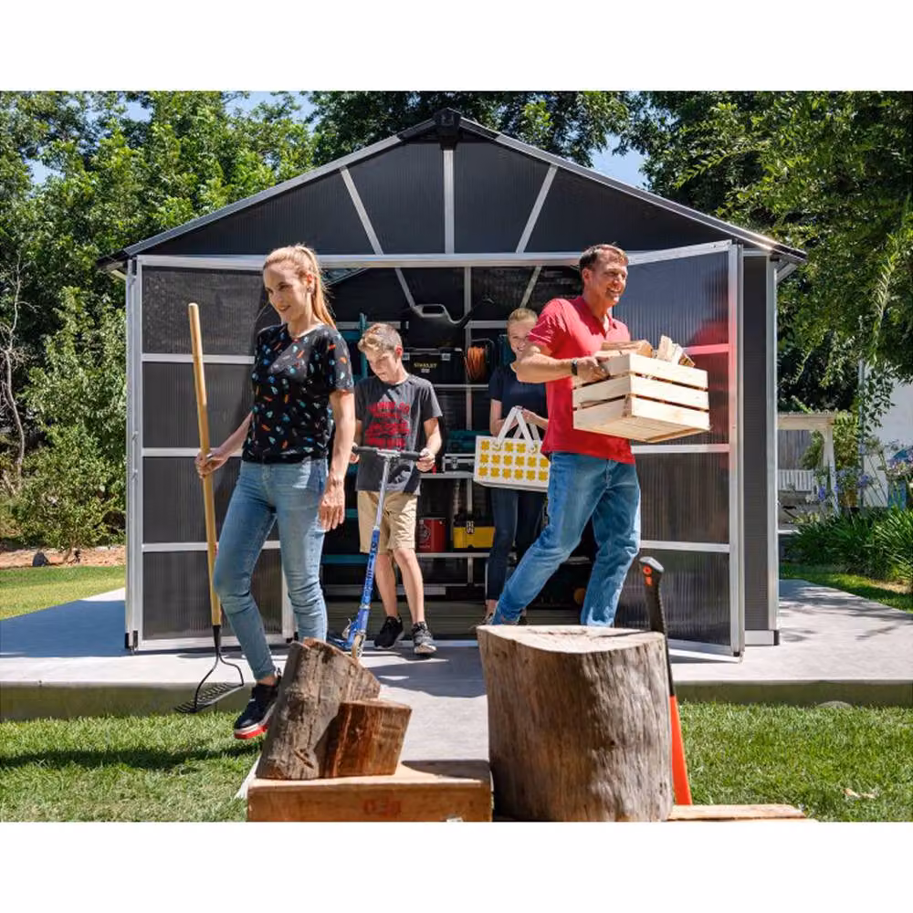 Palram Yukon Polycarbonate and Aluminium Gable Shed in Dark Grey, W: 332 cm, D: 519 cm, H: 252 cm – 2