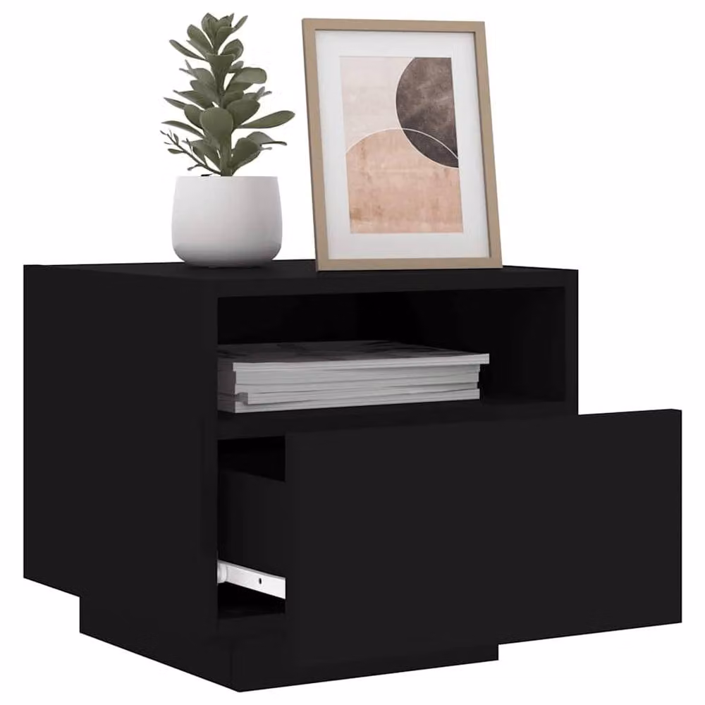 Berkfield Home Decorative Bedside Cabinet with Integrated LED Lights, Black, W: 39 cm, D: 39 cm, H: 37 cm – 4