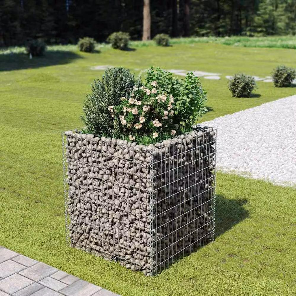 Berkfield Home Durable Galvanised Steel Gabion Raised Bed, Silver, W/D/H: 90 x 90 x 100 cm – 2