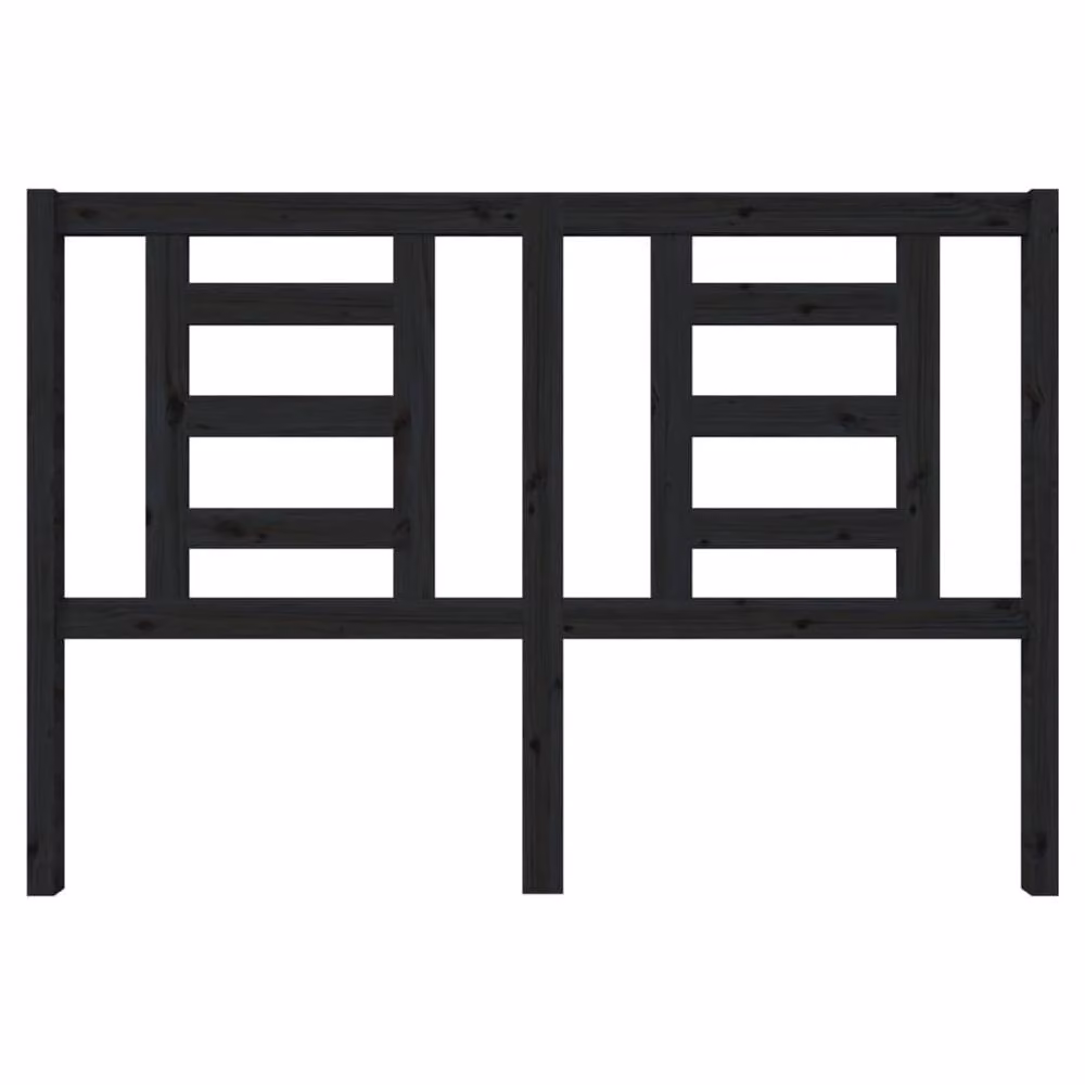 Berkfield Home Black Solid Wood Pine Bed Headboard W: 146 cm, D: 4 cm, H: 100 cm – 3