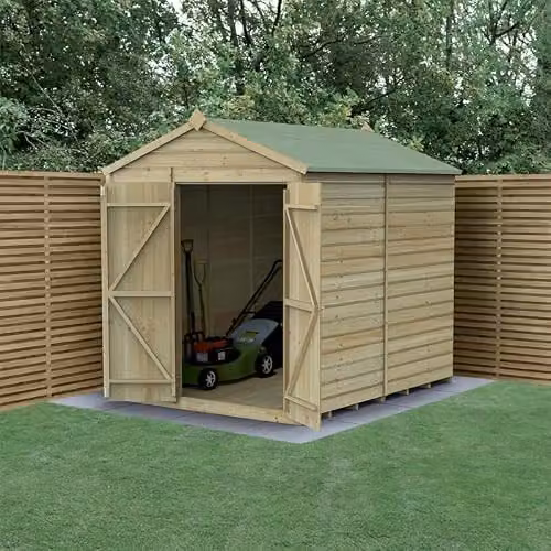 Forest Garden Rustic Brown Wooden Apex Shed with Double Doors and Gable Roof – 2