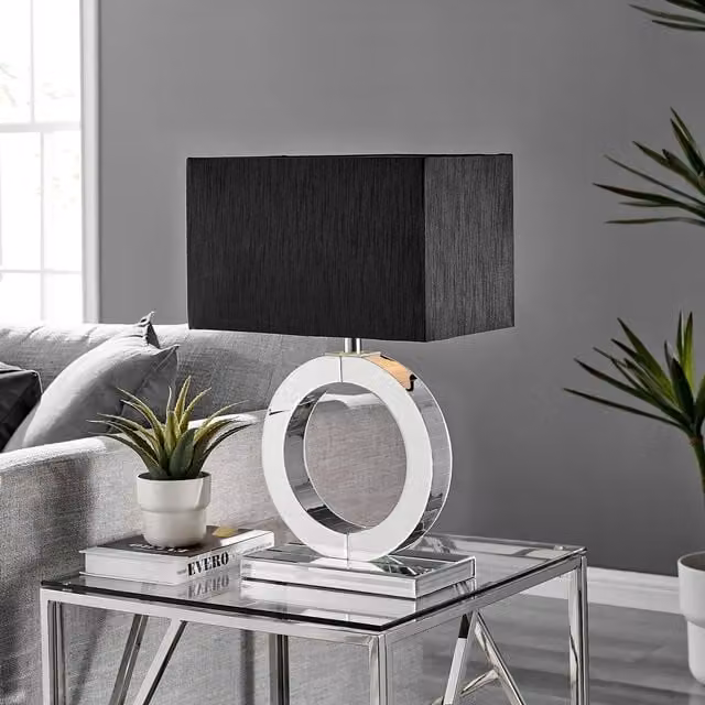 FurnitureboxUK Clara Mirrored Halo Table Lamp in Black with Bulb Included – 1