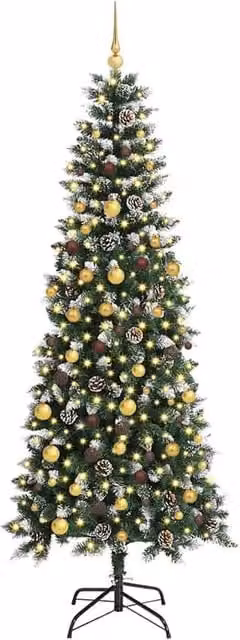 Berkfield Home Elegant Green Artificial Christmas Tree with 300 LEDs, W/D/H: 86 x 86 x 210 cm