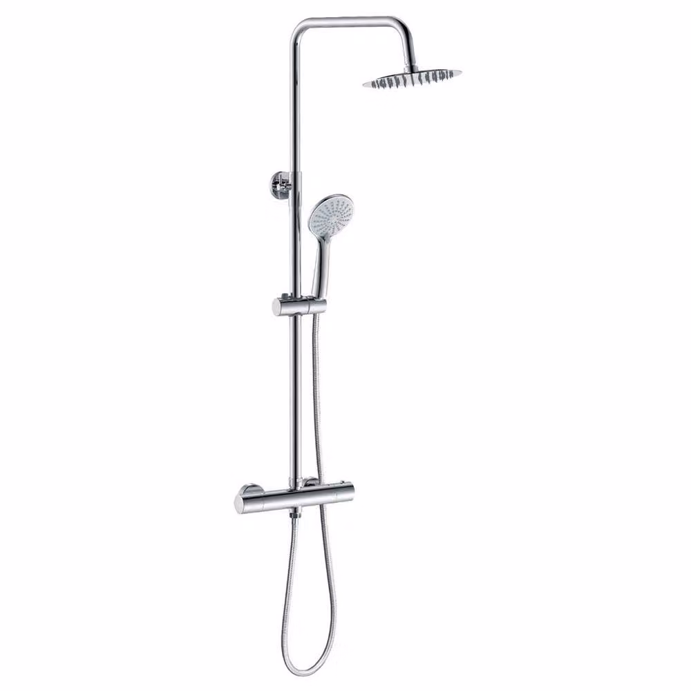 NESTLUNE R-08B Thermostatic Twin Head Shower Mixer Set with Hand Shower and Overhead Shower in Silver and Chrome – 2