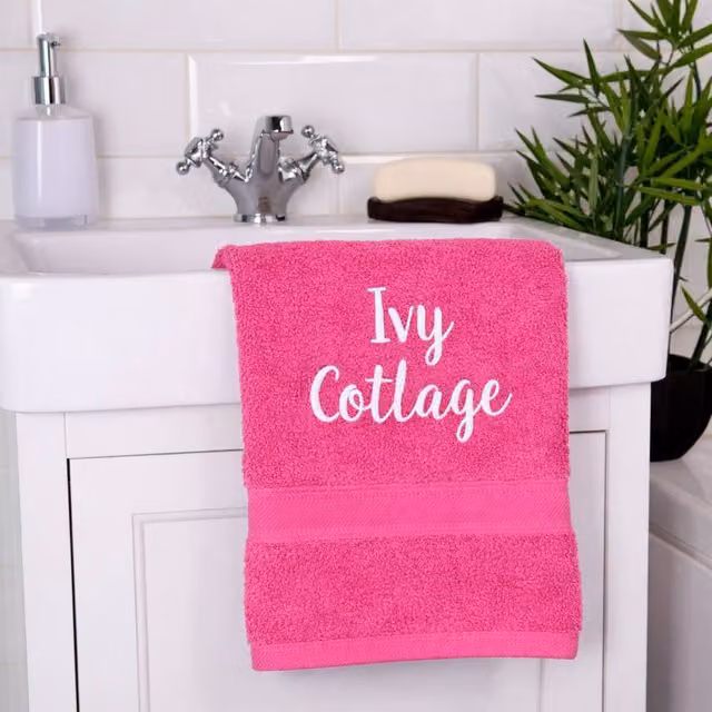 Duncan Stewart Personalised Luxury Pink Cotton Terry Hand Towel – 1