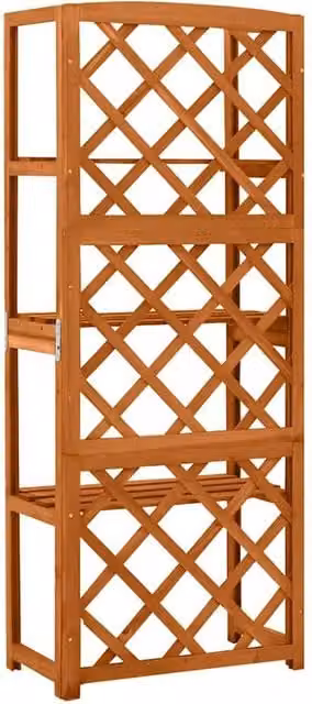 Berkfield Home Brown Solid Wood Trellis with Shelves, W/D/H: 55 x 30 x 140 cm – 1