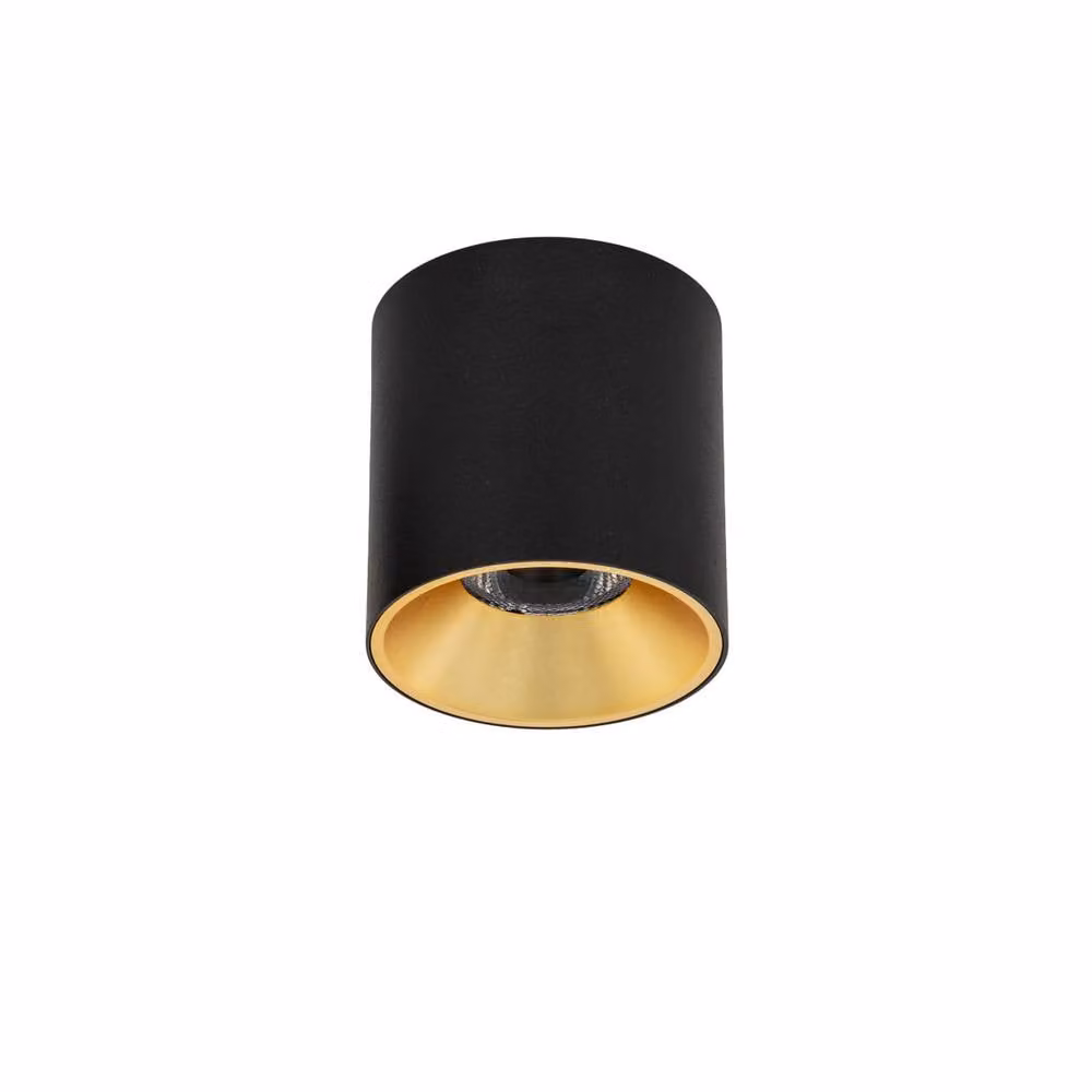 Netlighting Altisma Round LED Surface Mounted Downlight in Matt Black and Gold with 3000K Warm White Light – 2