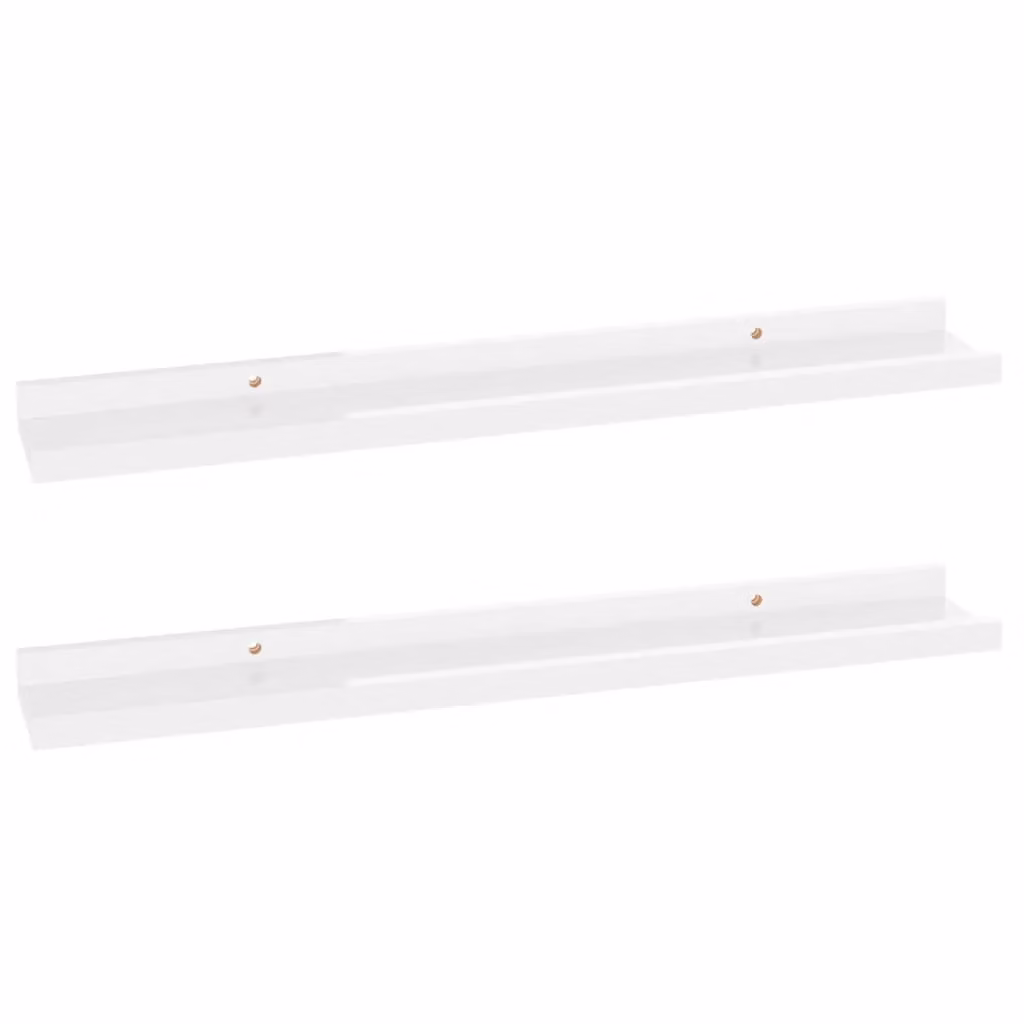 Berkfield Home Wall Mounted Shelves, 2 Piece Set, High Gloss White, W: 60 cm, D: 9 cm, H: 3 cm – 2