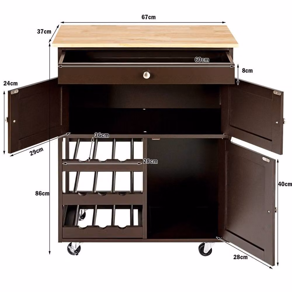 Kelvenix Rolling Kitchen Storage Trolley Cart in Brown – 2