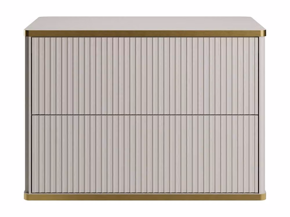 Vente-unique Keliza Suspended Ribbed Vanity Unit with Gold Trim, Beige, W: 80 cm, D: 47 cm, H: 54 cm – 2