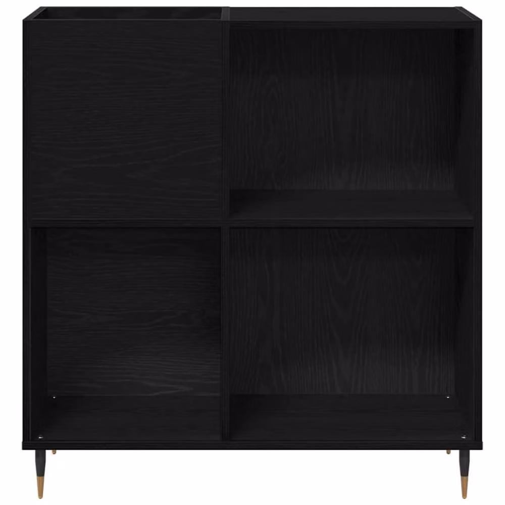 Berkfield Home Black Oak Record Cabinet with Media Compartments, W/D/H: 84.5 x 38 x 89 cm – 2