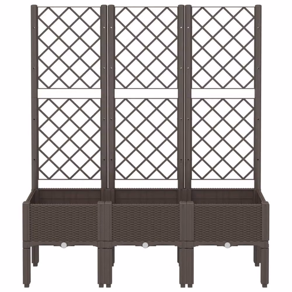 Berkfield Home Garden Planter with Trellis in Brown, W/D/H: 120 x 40 x 142 cm – 3