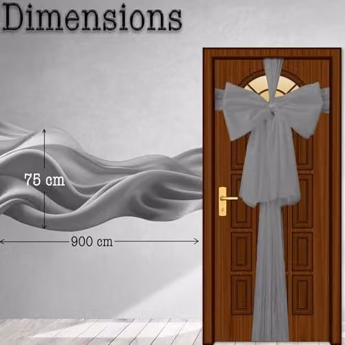 SHATCHI Silver Christmas Door Bow, 9m Giant Textile Bow for Front Door Decorations – 2