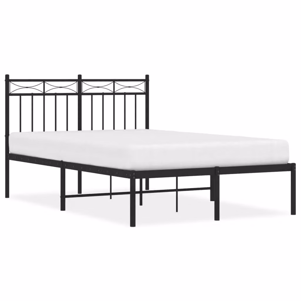 Berkfield Home Metal Bed Frame with Headboard in Black, W/D/H: 120 x 200 cm – 2