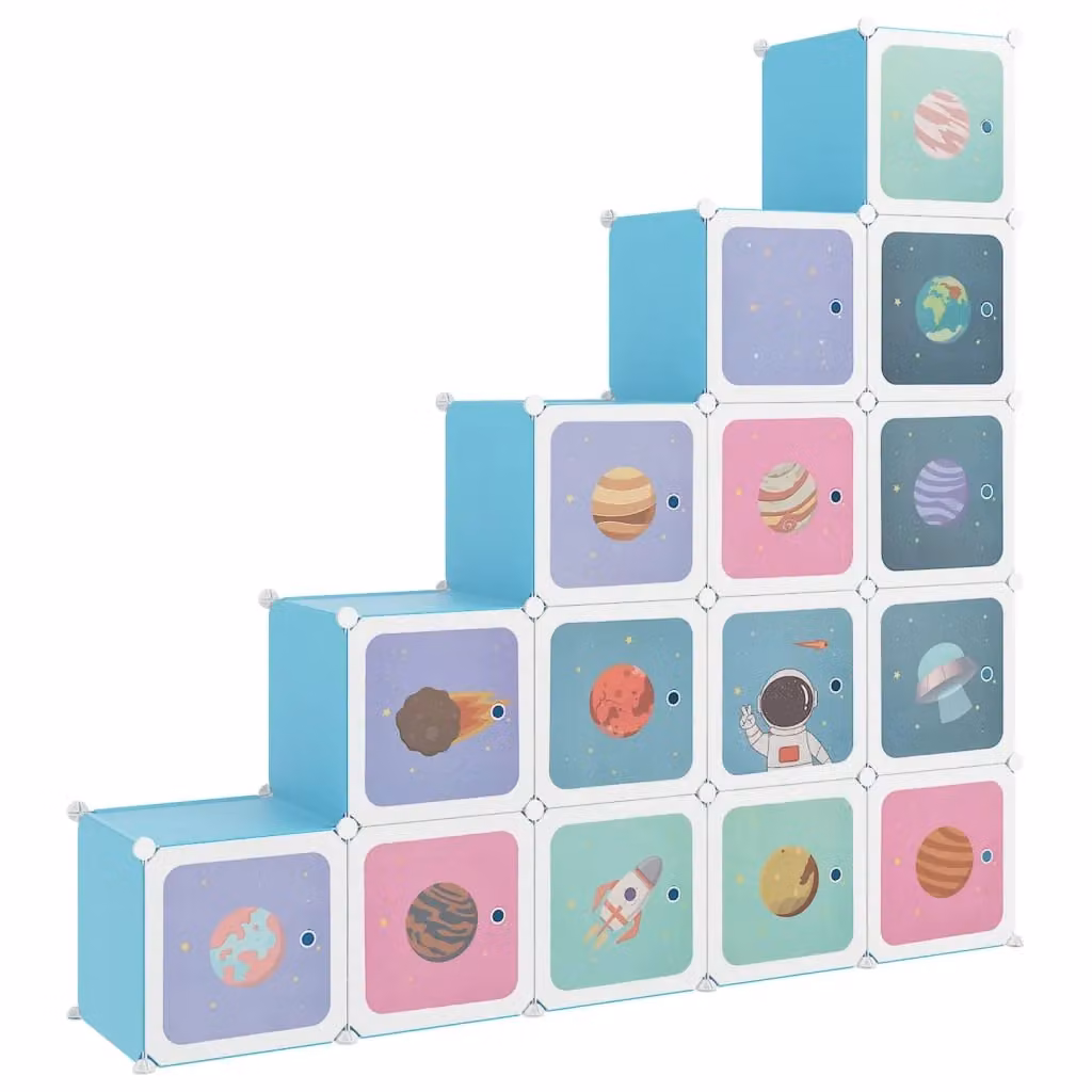 Berkfield Home Blue Cube Storage Cabinet for Kids with 15 Cubes – 2
