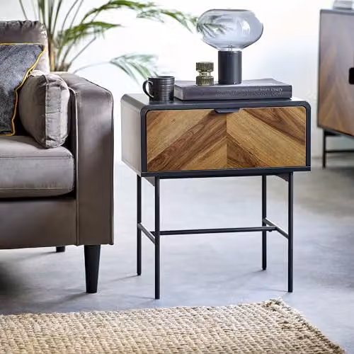 Julian Bowen Alvin Geometric End Table in Black and Brown, H63 x W56 x D40 cm – 1