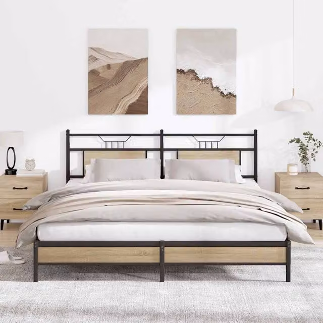 Berkfield Home Sonoma Oak Bed Frame in Brown, W/D/H: 160 x 200 cm