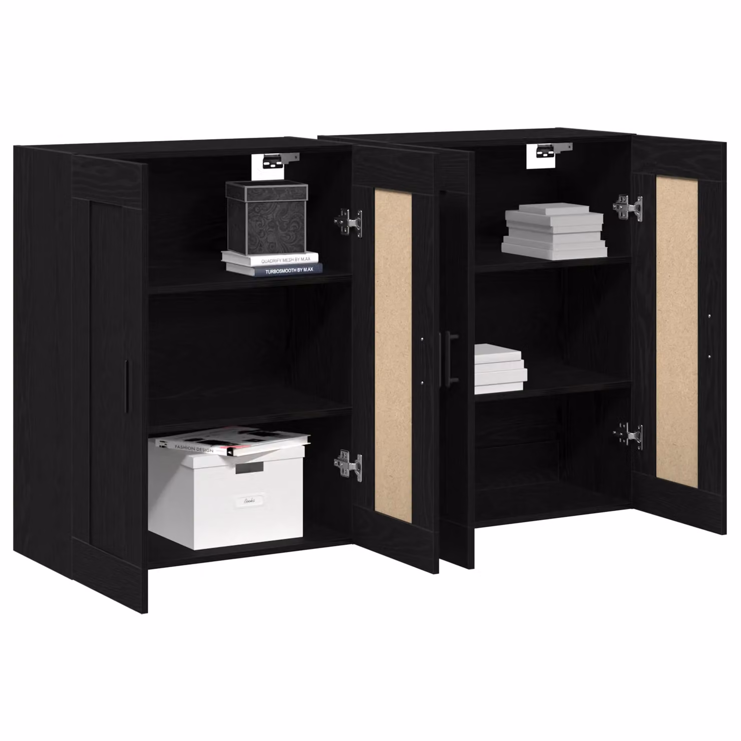 Berkfield Home Set of 2 Wall Mounted Cabinets in Black Oak Engineered Wood – 2