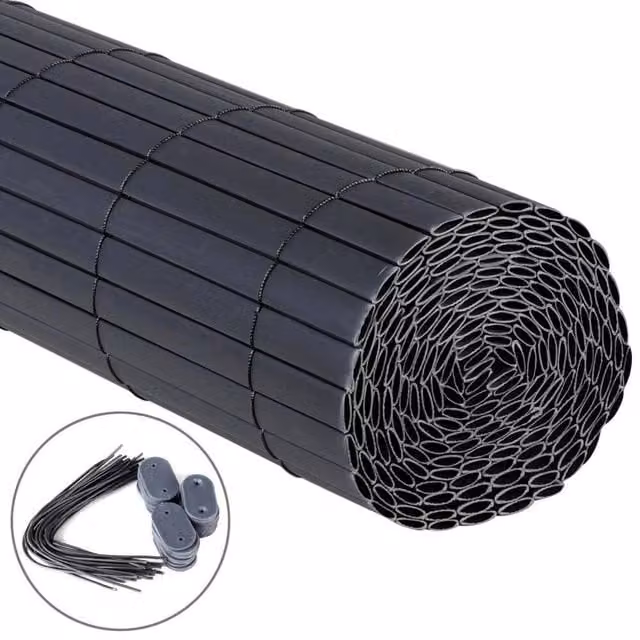 FLAVORA Grey PVC Garden Screening Roll Privacy Border Panel, W: 100 cm, H: 15 cm – 1