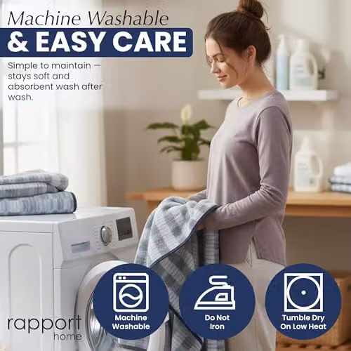 Rapport Home Santa Cruz 6-Piece Cotton Towel Bale Set in Blue and Multicolour, 500GSM – 6