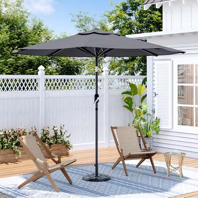 Kidkid Grey Rotating Cantilever Garden Parasol with Concrete and Metal Base
