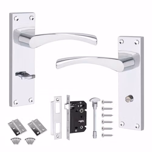 Golden Grace Victorian Scroll Lever Lock Door Handle Key Set in Silver Zinc – 1