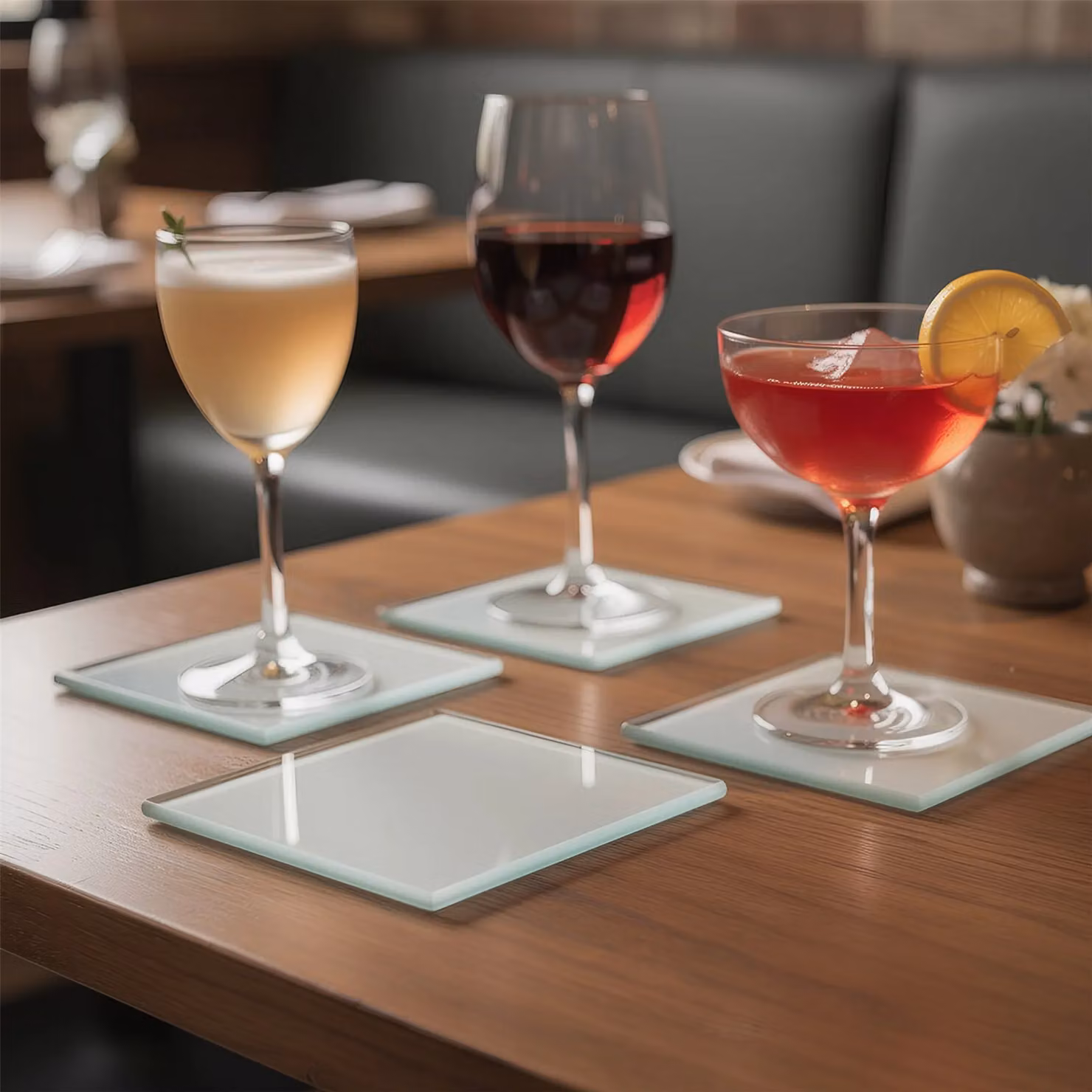 Harbour Housewares Square Glass Coasters in White, Pack of 6, 10 cm – 5