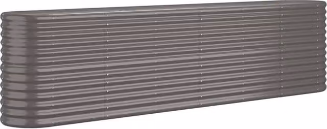 Berkfield Home Garden Grey Powder-coated Steel Raised Bed W/D/H: 260 x 40 x 68 cm