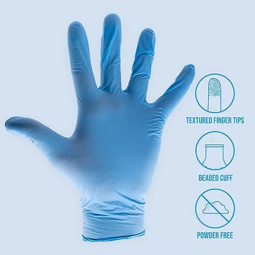 Scan Disposable Blue Nitrile Gloves, Large, 100 Pack – 3