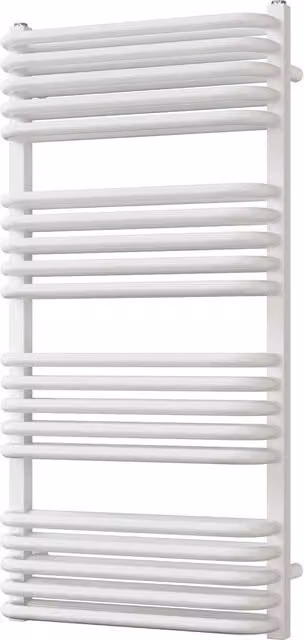 UK Radiators Crossmoor White Round Tube Designer Heated Towel Rail, H: 1000 mm x W: 500 mm