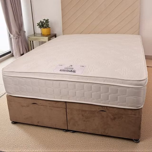 Knight Sleep White Pillowtop 1000 Pocket Sprung Memory Foam Micro Quilted Hybrid Mattress, W/D/H: 120 x 200 cm