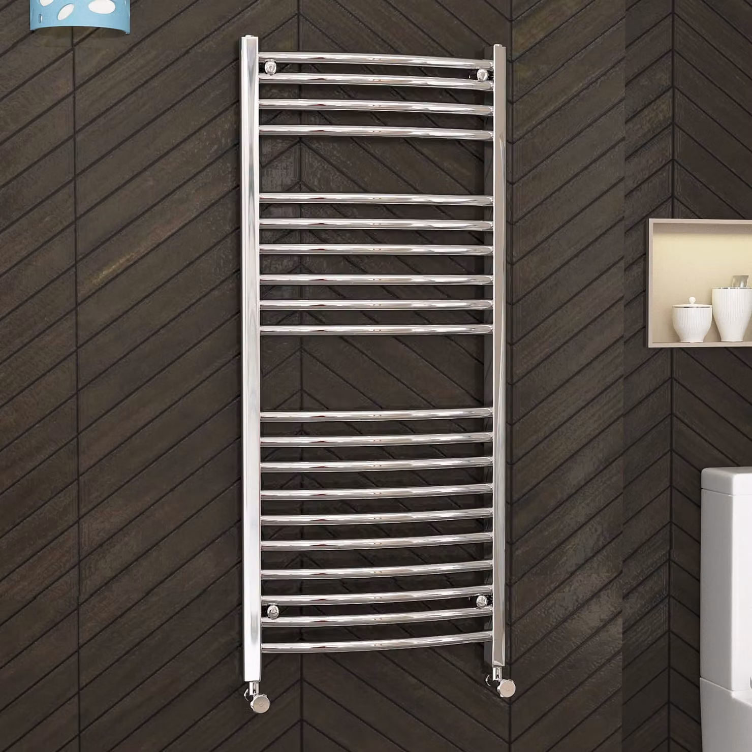 Royal Bathrooms Arno Curved Ladder Heated Towel Rail in Silver
