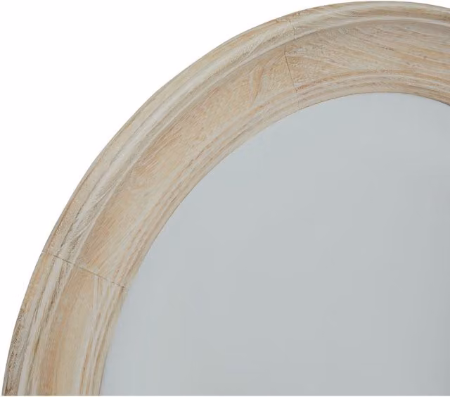 KDMK Rustic Round Wood Framed Wall Mirror in White