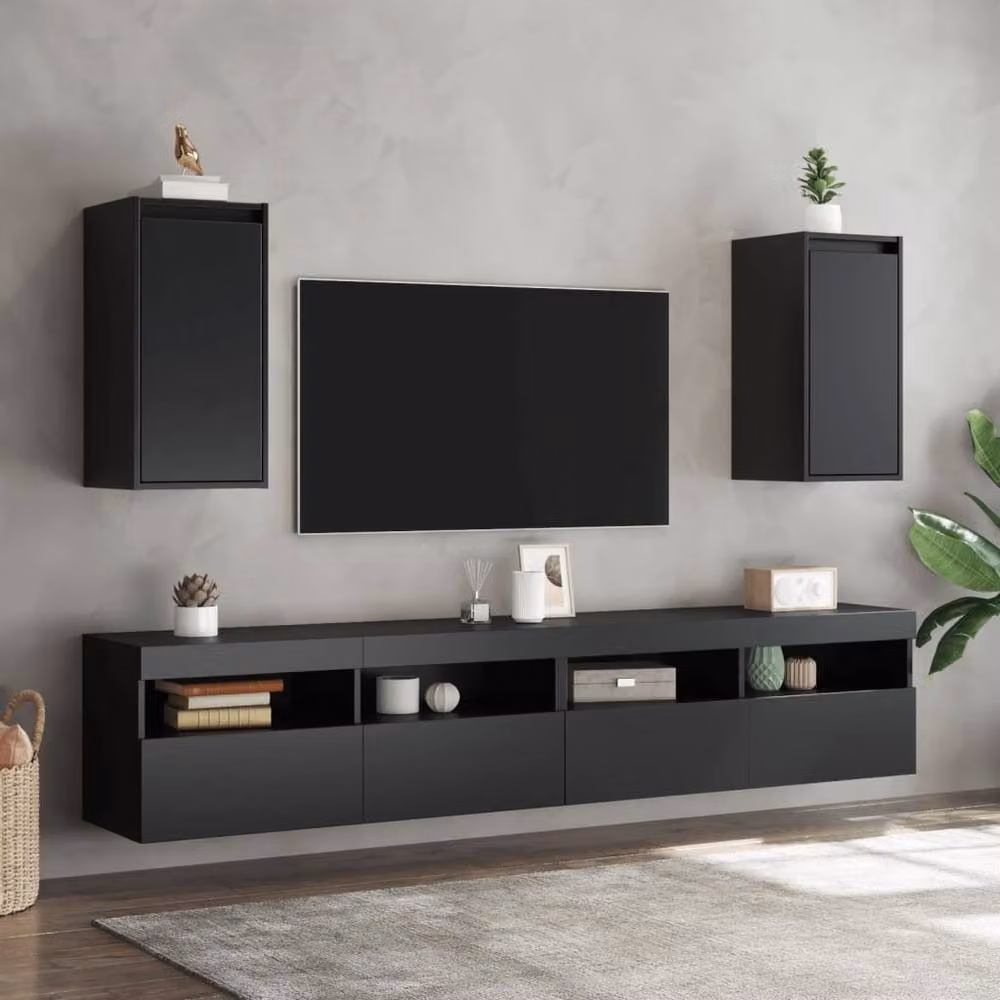 Berkfield Home Black Solid Wood Pine Wall Cabinets, 2 Pack, W/D/H: 30 x 30 x 60 cm – 3