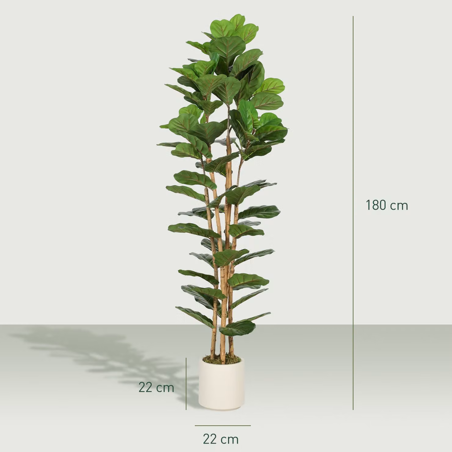 HOMCOM 180cm Artificial Fiddle Leaf Fig Tree in Green – 3