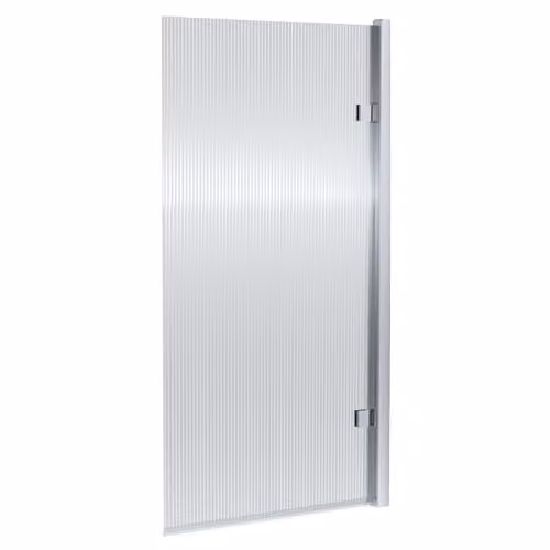Balterley Fluted Rectangular Bath Shower Screen with Hinged Reversible Door, 8mm Chrome Toughened Safety Glass, W: 83 cm, H: 152 cm – 1