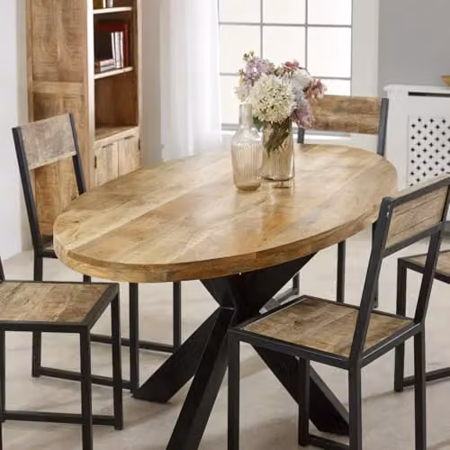 Adorable Lifestyle Surrey Oval Dining Table, 6-8 Seater, Brown Solid Mango Wood and Metal, W: 180 cm, D: 90 cm, H: 76 cm – 3