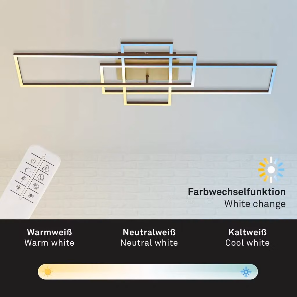 Briloner Gold and Brown CCT LED Wall and Ceiling Light with Remote Control and Dimming Function – 5