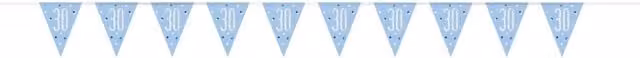 KDMD Blue and Silver Prismatic Plastic 30th Birthday Flag Banner for Adults